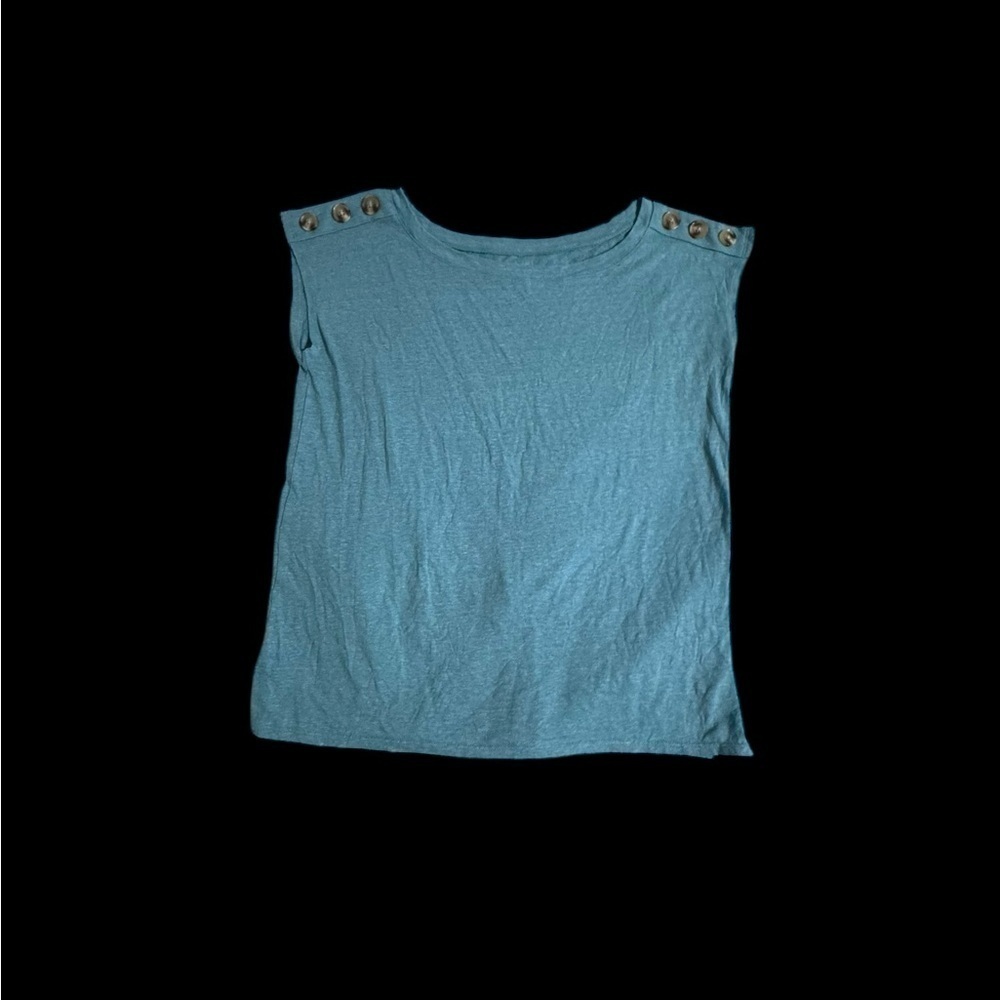 NEW Loft Outlet Teal Button Sleeve Top S